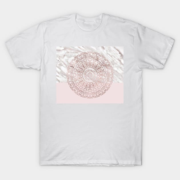 Rose gold mandala - blush pink & marble T-Shirt by marbleco